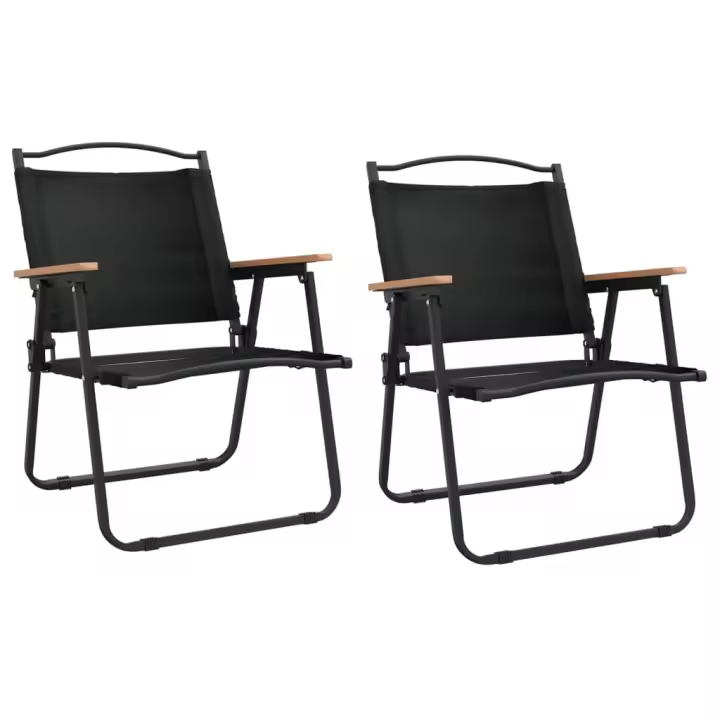 Sillas de camping 2 UDS Lienzo Oxford Negro 54x55x78 cm - 1