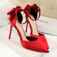 Sandalias De Satén Para Mujer Verano Con Nudo De Mariposa Bajo Tacón 8cm 10cm Alta Calidad Clásicas Bigtree Zapatos De Boda Low Heels - details 38