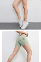 Shorts De Fitness Para Mujer Con Bolsillos Pantalones Cargo Terciopelos Yoga Estilo Verano Secado Rápido Butt Peaches - details 3