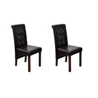 vidaXL Sillas de comedor 2 unidades cuero sintético en color Marrón/Blanco/Negro | cómodas modernas ergonómicas para comedor cocina salón hogar - details 0