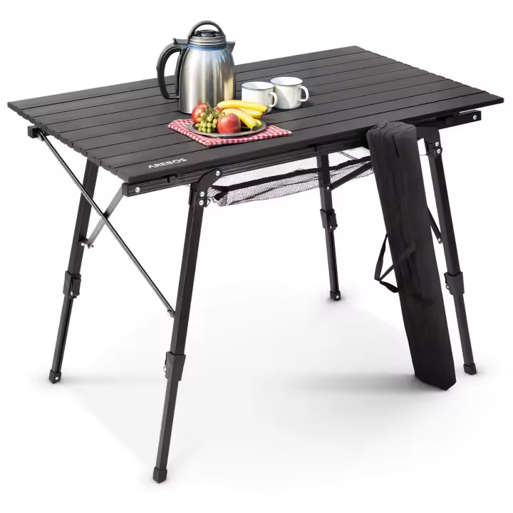 AREBOS Mesa de camping 90 x 51,5 cm mesa rodante aluminio mesa plegable exterior - 1