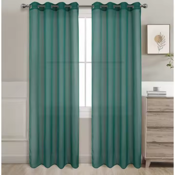 Cortina Transparente 2 Hojas Cortina Translucida de Dormitorio Moderno 8 Ojales Color Pure Visillo Decorative para Salón Cuarto Dormitorio Cocina Oficina 140x220cm 7915 - 1