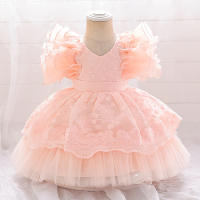 Vestido De Tule Puff Para Bebé Niña Cumpleaños Bautismo 1 Año Vestido De Princesa Para Fiestas Niñas Recién Nacidas 0-2Años - details 1