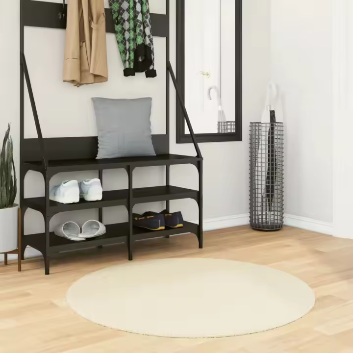 vidaXL Alfombra de pelo corto suave lavable HUARTE crema Ø 100 cm - 1