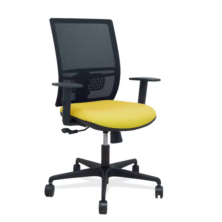 Silla Yunquera sincro malla negra bali amarillo brazo regulable - 1