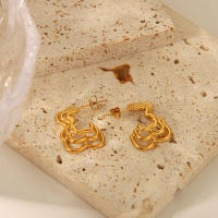 Encanto Pendientes geométricos huecos de metal únicos y elegantes Joyería personalizada de acero inoxidable chapado en color oro de 18 quilates - details 0