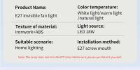 Ventilador De Techo Pequeño Multifuncional 40cm Con Control Remoto Silencioso Y Hojas Invisibles Para Sala De Estar Oficina Estudio - details 28
