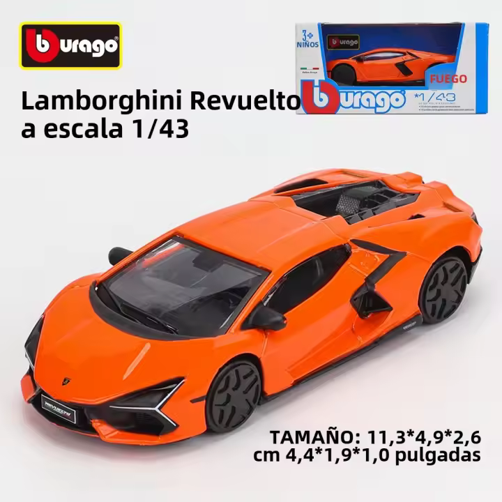 Modelo De Coche De Simulación Bburago 1:43 Porsche 911 GT2 RS Y Lamborghini Revuelto En Aleación Regalo Para Coleccionistas Y Niños Mayor De 7 Años - 1