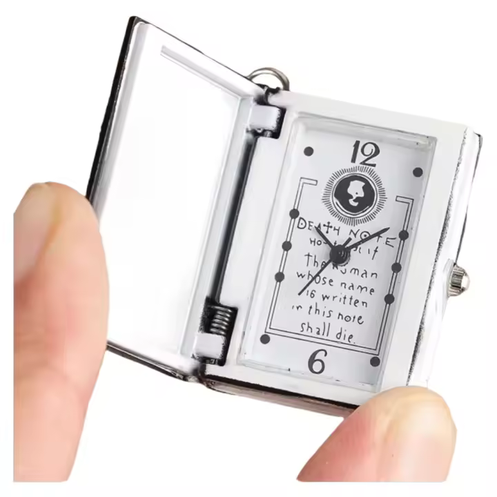 Reloj De Bolsillo De Cuarzo Con Colgante De Reloj Antiguo Anime Japonés Muñeco De Papel Negro Para Hombres Y Mujeres - 1