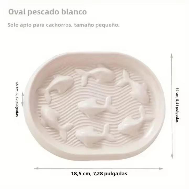 Tazón De Alimentos En Forma De Pescado Oval Para Gatos Plástico Anti-Rotura Tamaño 18x14x2cm Para Mascotas - 1