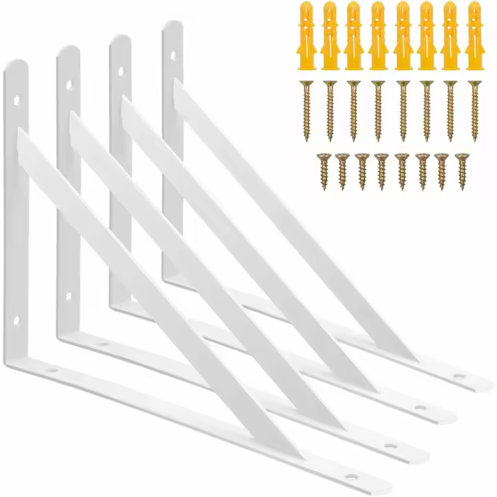 4 soportes para estanterías de acero inoxidable, para cargas pesadas, 90 grados, con tornillos, para montaje en pared, estanterías, jardín, cocina, 250 x 160 mm - 1