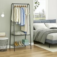 RUHHY Perchero metálico con estantes para zapatos, diseño minimalista y resistente, ideal para organizar ropa y calzado en dormitorios, vestidores y pasillos, estructura de acero estable, medidas 153x60x34 cm, fácil montaje sin herramientas - details 2