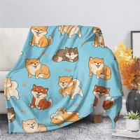 Manta De Peluche Sherpa De Sherpa Con Estampado De Shiba Inu Cartoon Suave Y Cálida Para Cama Cribón Sofá 100x120cm Regalo Para Niños Y Niñas - details 1