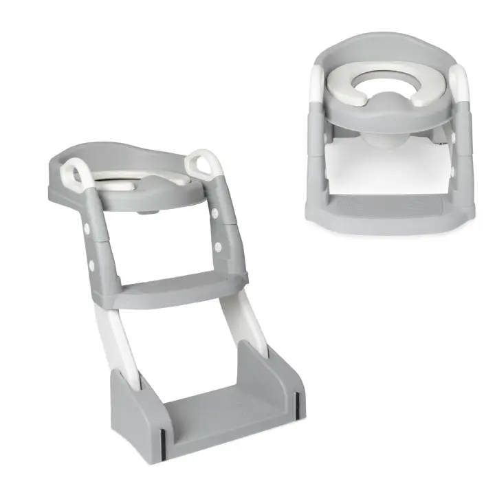 Toral Adaptador WC Niños con Escalera 2 en 1. Adaptador para Inodoro Plegable, Altura Ajustable con Asiento Acolchado. Reductor WC Niños con Asas y Base Antideslizante Modelo Ariel - 1