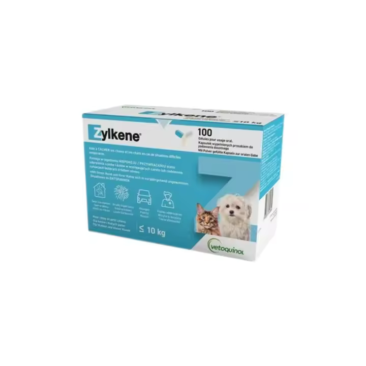 VETOQUINOL - Zylkene (75 mg) - Tranquilizante Natural para Gatos y Perros de Raza Pequeña (Menos de 5 kg a 10 kg) (100 Cápsulas) - 1