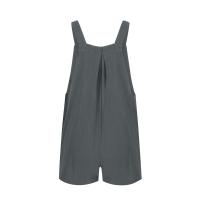 Traje De Mujer Casual De Algodón Lino Suave Con Pierna Ancha Y Bolsillos Estilo Callejero Cómodo Para Verano Color Sólido - details 22