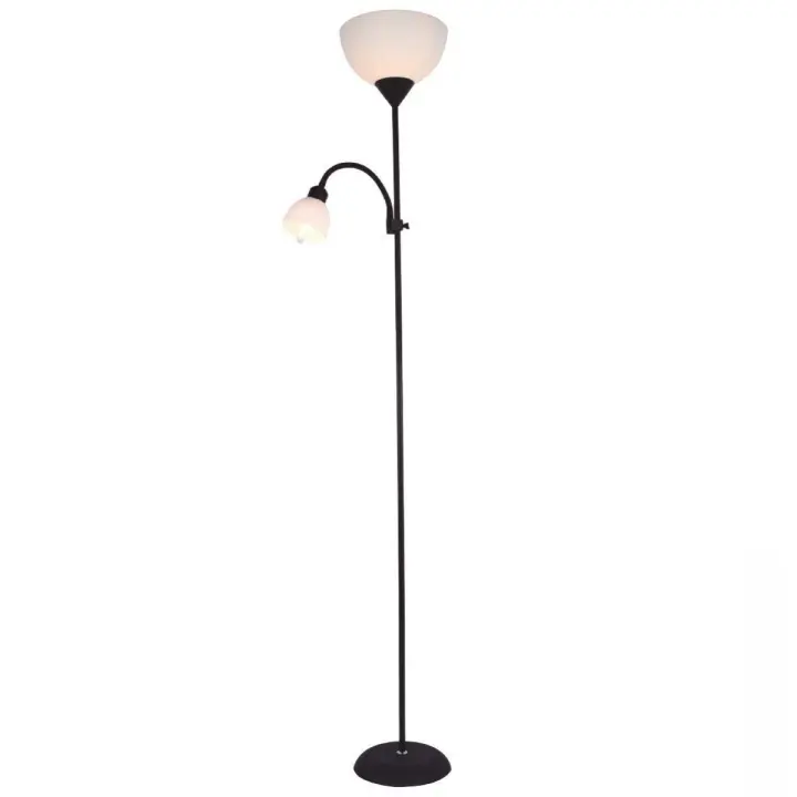 LILI HOME Lámpara de Pie Serie Nawis 1760 mm con Doble Luz E27 y E14. Su cuello orientable te permite ajustar la posición y la distancia de la luz según tus necesidades. Además, incluye bombillas y un interruptor con botones independientes para mayor como - 1