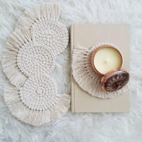 Mantelera De Algodón Tejida a Mano Estilo Bohemio Con Borlas No Esmerilada Antideslizante Para Taza Alfombrilla De Mesa Decorativa - details 5