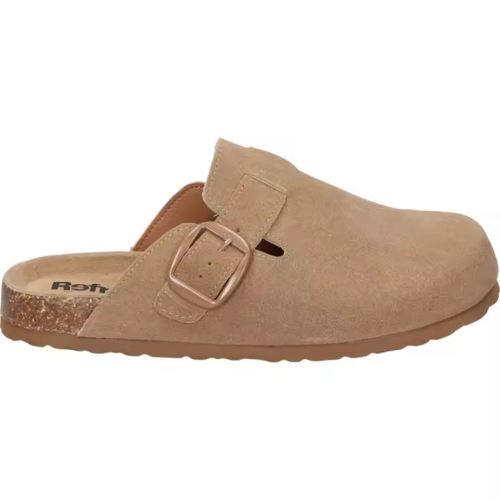 REFRESH | Zuecos Refresh para Mujer – Zueco Plano en Color Camel – Zueco Destalonado sin Cierre – Slip On – Ajuste de Hebilla – Cómodos y Versátiles – Tendencia – Moda – Modelo 172870 - 1
