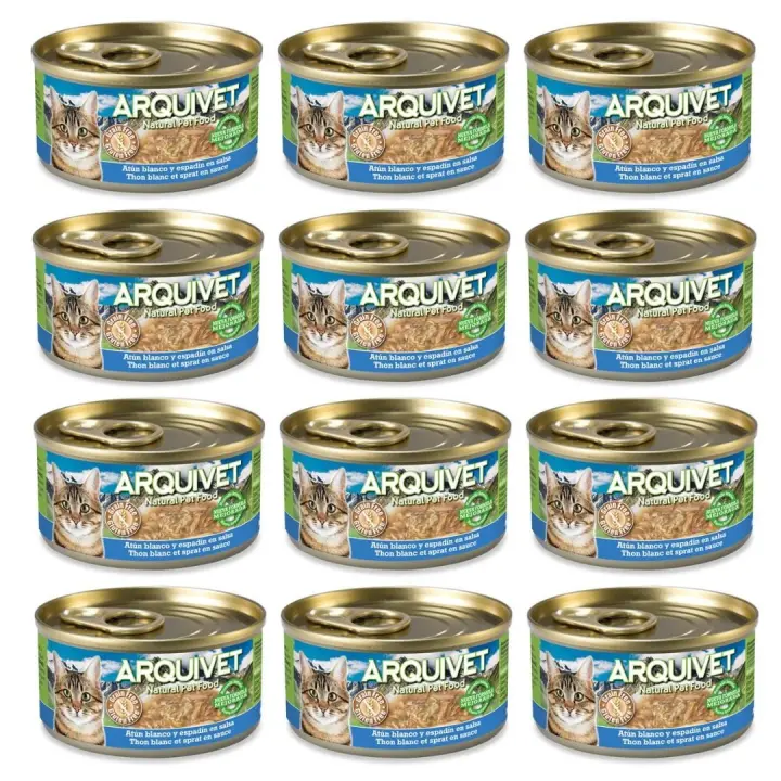 Atún Blanco y espadín en salsa - 80 g [Bliste de 12 unidades) Arquivet Comida húmeda para gatos - 1