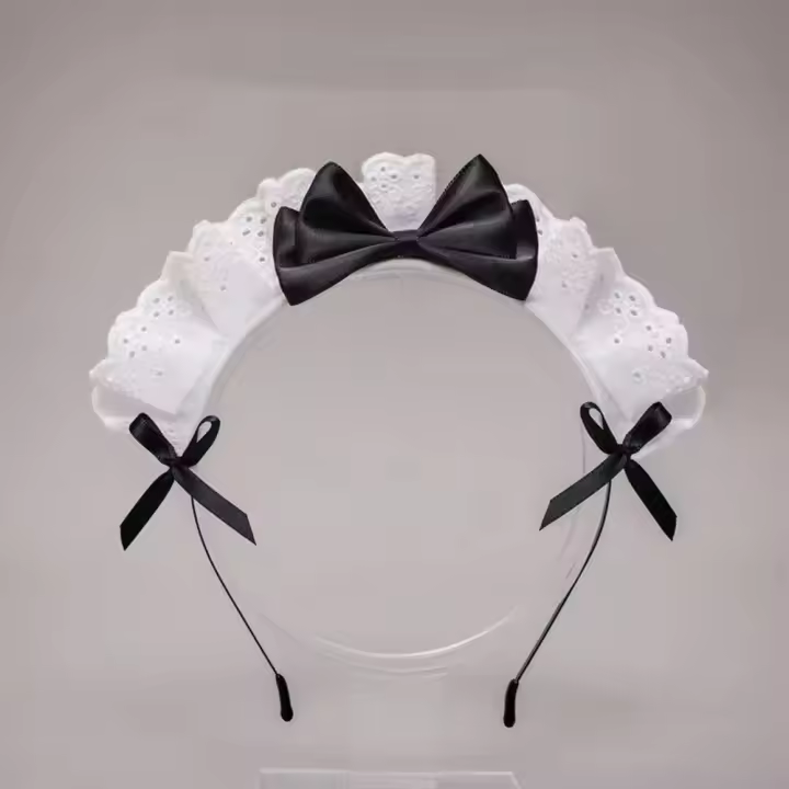 Diadema De Lace Rosa Y Blanca Con Lazo Para Mujer Vestido De Doncella Accesorio Decorativo Para Fiestas Material Poliéster - 1