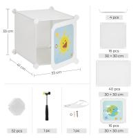 Armario Modular Infantil de 16 Cubos con Puertas - Estantería de Plástico con 4 Barras para Ropa, Zapatos y Juguetes, 123x41x123 cm, Blanco - details 6