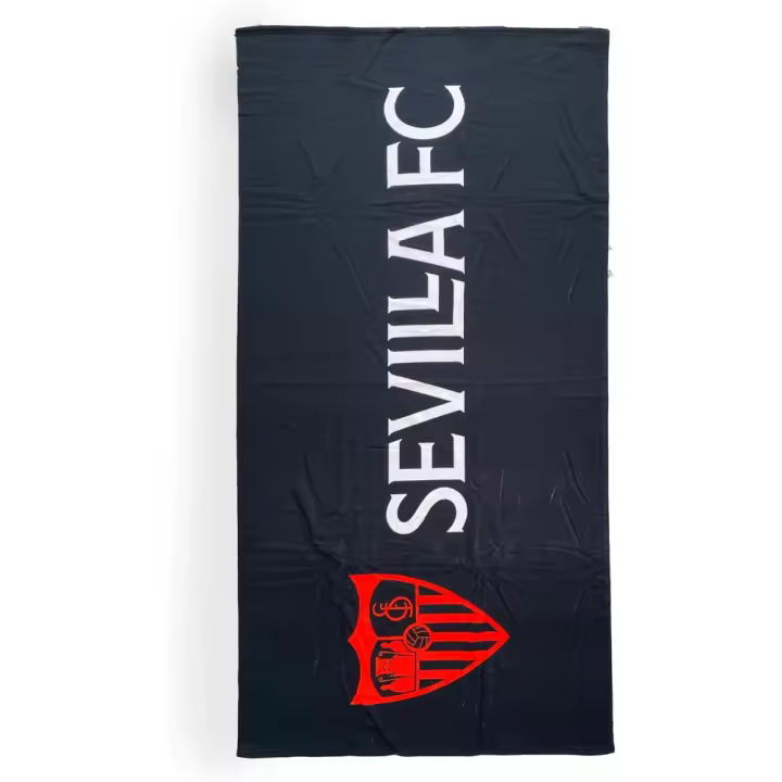 Sevilla Fútbol Club Sevilla F.C. Toalla de Microfibra Negra Escudo 180x90 - 1