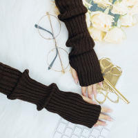 Guantes De Moda Para Mujer Con Mangas Largas Y Sin Dedos Tejidos En Punto Acolchados Para Otoño E Invierno Con Agujero Para El Pulgar PH356 - details 4