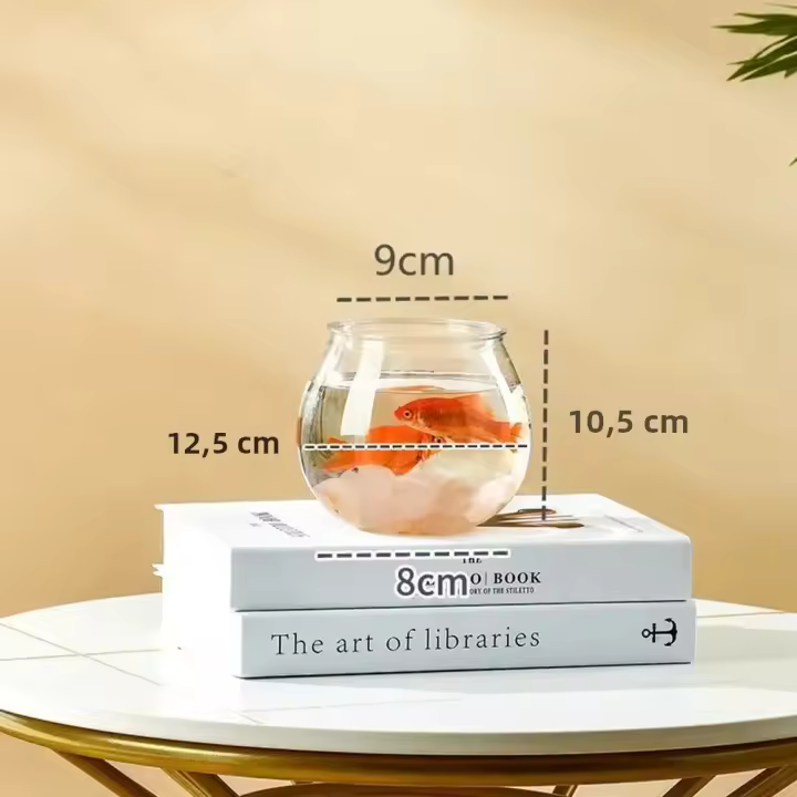 Pequeño Acuario De Vidrio Transparente Para Pequeños Peces Y Reptiles Tanque De Peces Con Buena Visibilidad Estilo De Cuenco - 1