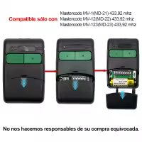 Control Remoto De Puerta De Garaje Compatible Con MASTERCODE MV-1 MV-12 MV-123 MD-21 MD-22 MD-23 433.92MHz Código De Rollo - details 6