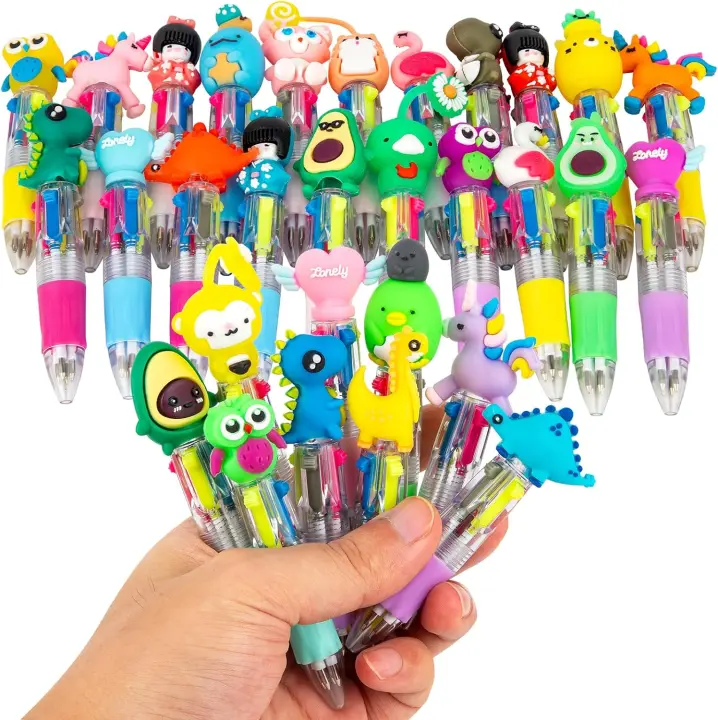30 Bolígrafo Multicolor, 4 en 1 Bolígrafo Animales, Detalles Cumpleaños Niños | - 1