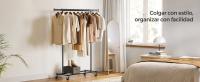SONGMICS Burro Ropa con Ruedas, Perchero Burro Extensible con Carga Pesada, Capacidad de Carga Máx. de 90 kg, Fácil de Montar, Portátil, Blanco Clásico/Negro/Plata - details 1