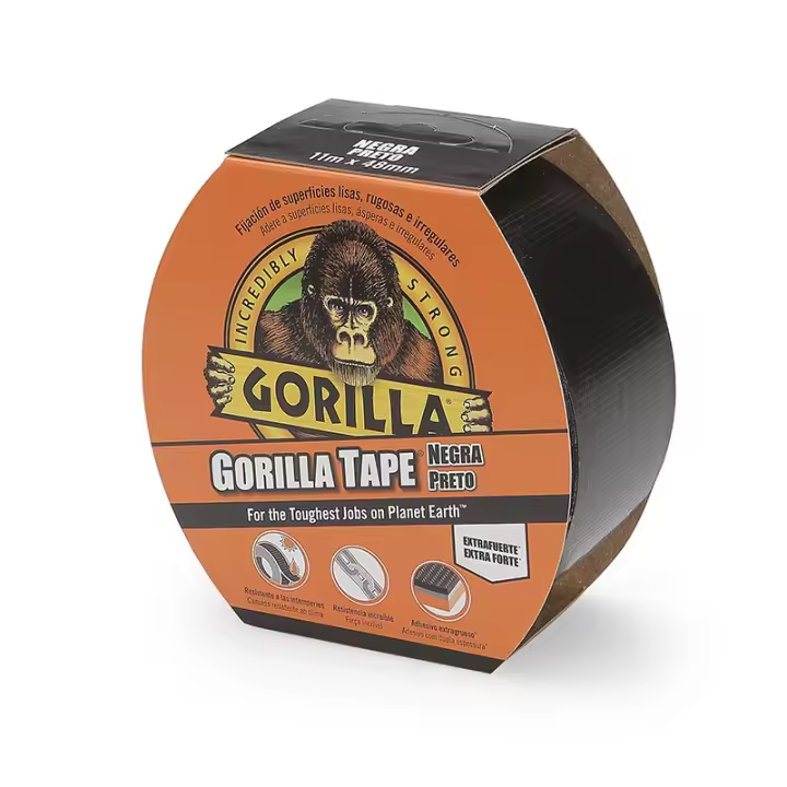 Cinta Americana Gorilla Extra Fuerte en diferentes medidas en color Negro, Blanco, Gris Plata, Transparente y Camuflaje - 1