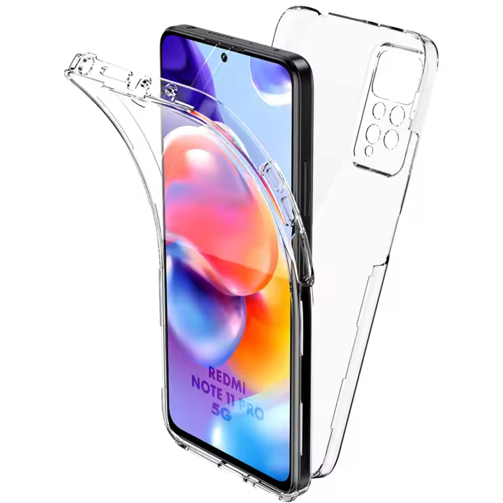 Funda Para Xiaomi Redmi Note 13 12 11 10 9 8 7 8T 9S Mi 11 11T 12 12X 12T Pro Lite 13C Poco C65 Doble Cobertura 360 Transparente Carcasa Híbrida Delantera Flexible + Trasera Rígida Anti golpes Antiarañazos Absorbe Impactos Ajuste Perfecto - 1