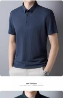 Camisa Polo De Verano Para Hombre Con Cuello Redondo Solido Camiseta De Negocios Transpirable Corta Cuello En V Talla Única - details 18