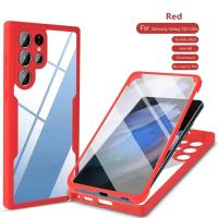 Funda De Teléfono HD Transparente Con Protección 360 Grados Para Samsung S24 Ultra S23 plus S22 S21 FE A55 A35 A25 A15 4G 5G Antisuciedad Resistentes Al Agua Y Arañazos Con Protección De Lente De Cámara - details 8