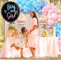 ZIRIZON - Globo gigante de confeti para revelación de género, globo de látex negro de alta calidad  para baby shower y decoraciones de fiesta de revelación de género, sorpresa para niño o niña, azul y rosa incluidos - details 1