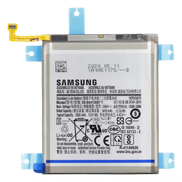 Batería Original Samsung EB-BA415ABY para Samsung Galaxy  A41 ( SM-A415F ) / Capacidad 3410mAh /  Service Pack - 1