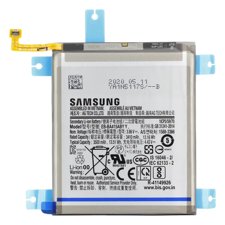 Batería Original Samsung EB-BA415ABY para Samsung Galaxy  A41 ( SM-A415F ) / Capacidad 3410mAh /  Service Pack - 1