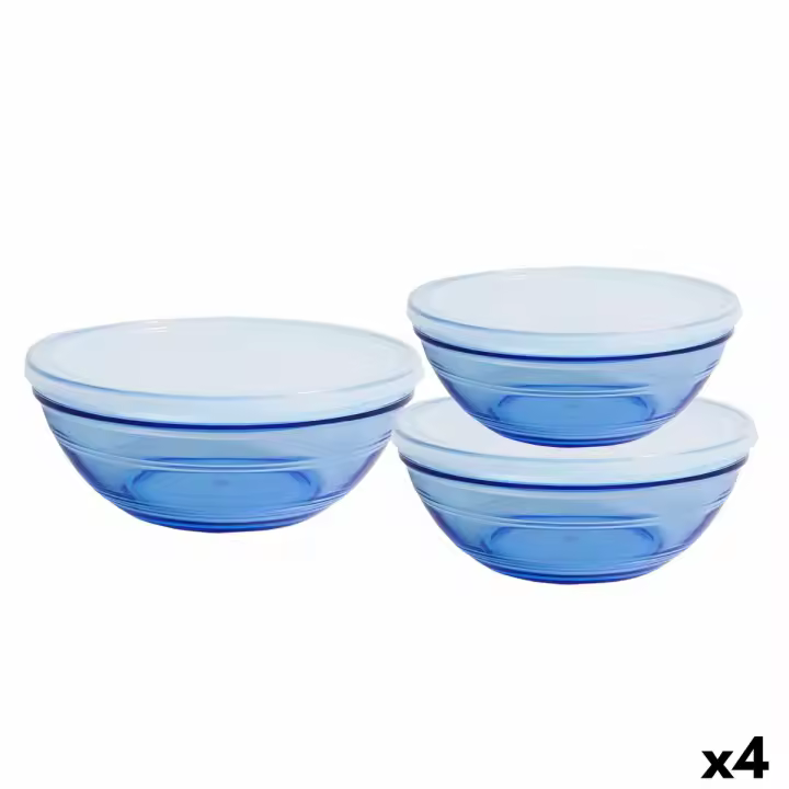 Set de Cuencos Duralex   Azul Con Tapa 3 Piezas (4 Unidades) - 1