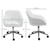 Vinsetto Silla de Oficina Ergonómica Silla de Escritorio Giratoria con Altura Ajustable Respaldo y Reposabrazos de Piel Sintética Carga 120 kg 60x59x79-89 cm Blanco - details 2