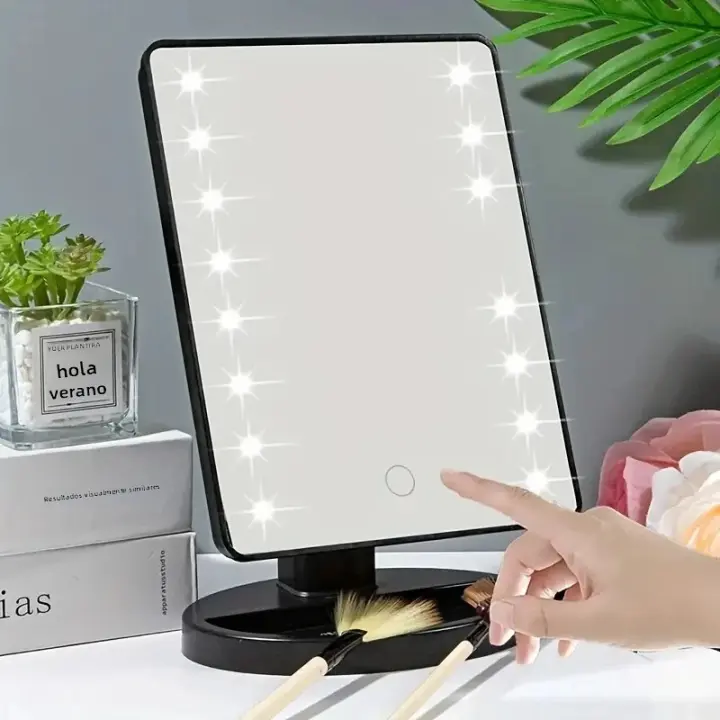 Espejo De Maquillaje Con Luz Pantalla Táctil Cuadrado Para Vestíbulo Espejo De Belleza Recargable Sin Pilas Incluidas - 1