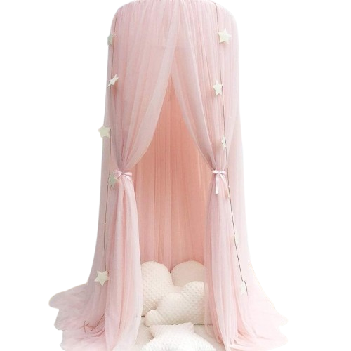Cama con Dosel para Niñas - Princesa Cama con Dosel Mosquitera Cúpula Vivero Hilo Premium Decoración de La Sala de Juegos, Rosado