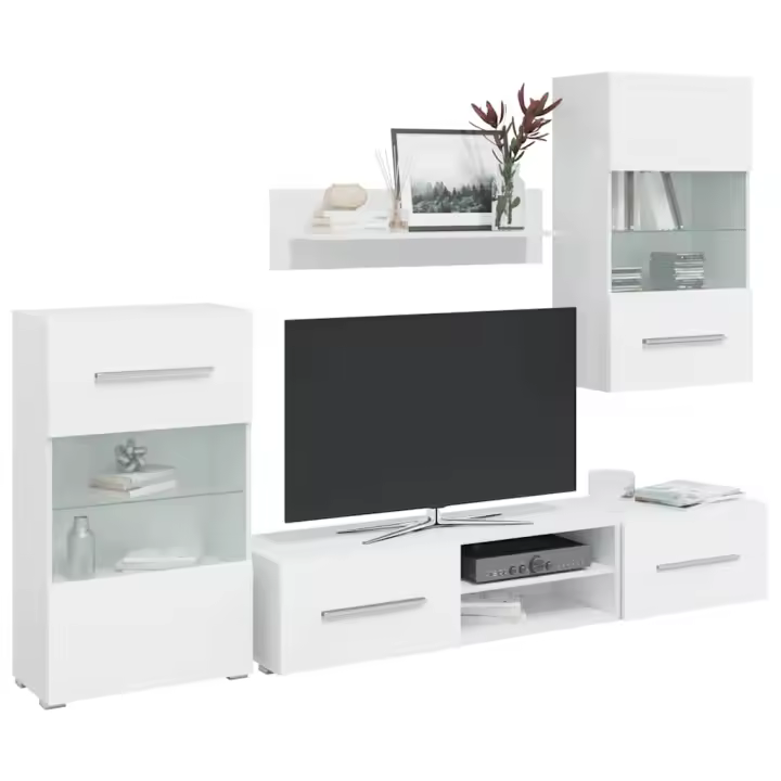 Juego de muebles de salón 5 piezas con iluminación LED blanco - 1