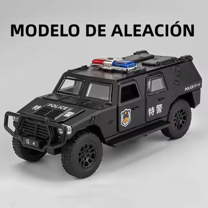 Coche De Juguetes Dongfeng Warrior 1/32 Modelo De Aleación Diecast SUV Coche De Policía Con Sonido Luz Pull Back Cuerpo De Metal Neumáticos De Goma Regalos Para Niños - 1
