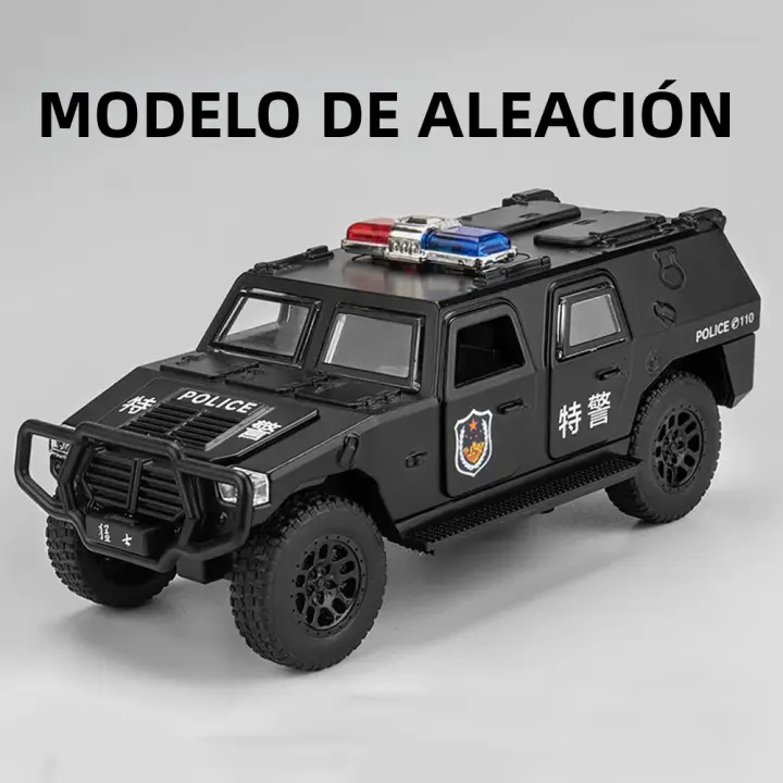 Coche De Juguetes Dongfeng Warrior 1/32 Modelo De Aleación Diecast SUV Coche De Policía Con Sonido Luz Pull Back Cuerpo De Metal Neumáticos De Goma Regalos Para Niños - 1
