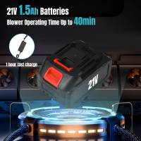 1000W Soplador de hojas inalámbrico - Soplador de hojas eléctrico inalámbrico de 21 V con 2 baterías y cargador, soplador de hojas ligero de 2.0 Ah para cuidado del césped, patio, 790㎡/h - details 1