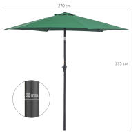 Outsunny Sombrilla para Jardín Ø270x235 cm Parasol de Aluminio con Reclinable con Manivela y 6 Varillas para Terraza Exterior Balcón Rojo/Verde - details 2