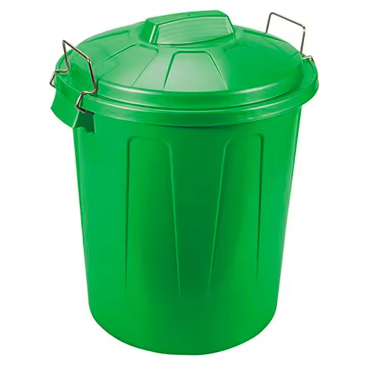Tradineur - Cubo de basura de plástico, 7 litros, incluye tapa y asas metálicas, contenedor de residuos, papelera, reciclaje, industrial, hogar, fabricado en España, 30,2 x 23 cm, color aleatorio - 1