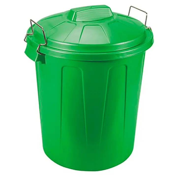 Tradineur - Cubo de basura de plástico, 7 litros, incluye tapa y asas metálicas, contenedor de residuos, papelera, reciclaje, industrial, hogar, fabricado en España, 30,2 x 23 cm, color aleatorio - 1